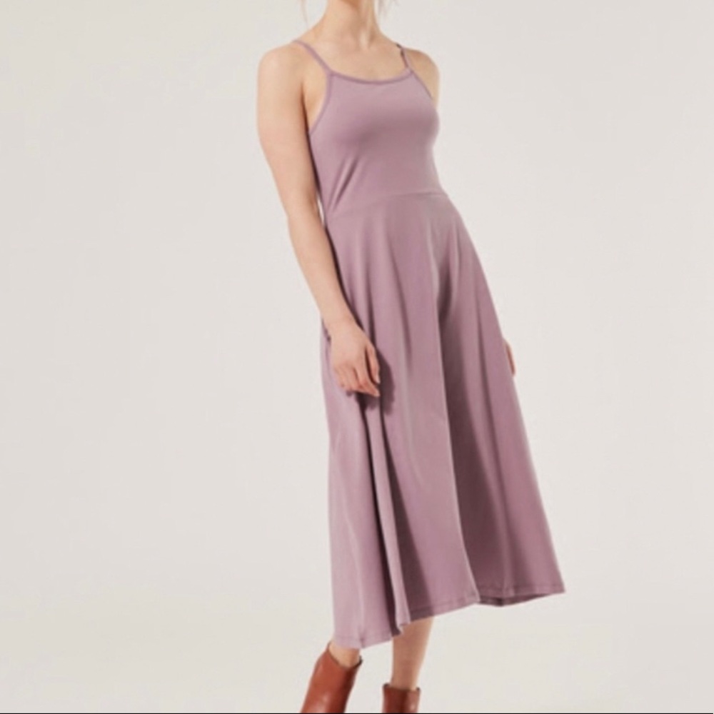 Pact Organic Cotton Fit & Flare Midi Dress Lilac